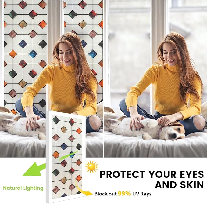 DKTIE Window Privacy Film Frosted Glass Static Cling UV Sun Blocking Heat - Image 3