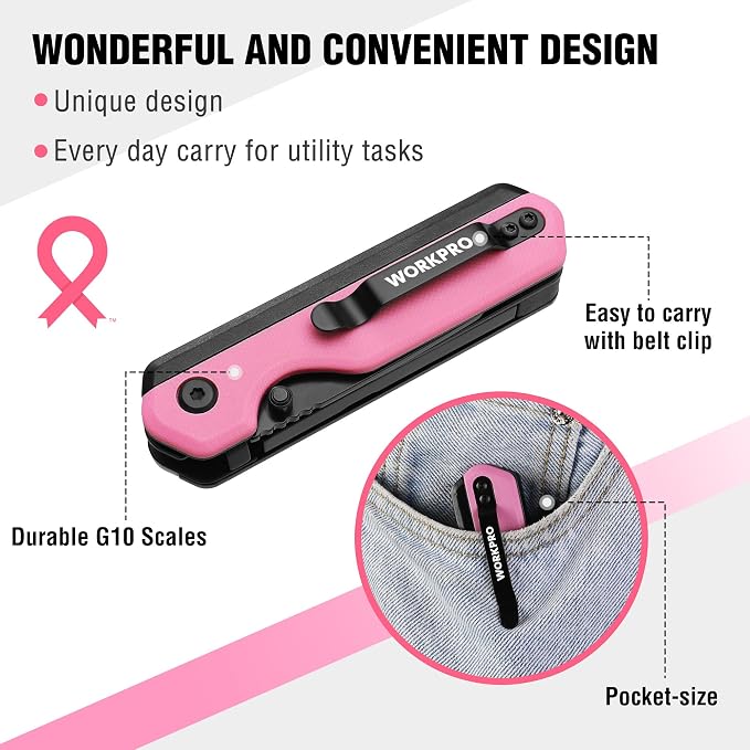 WORKPRO 2-in-1 Folding Knife/Utility Knife, Quick-Change Box Cutter - Image 8