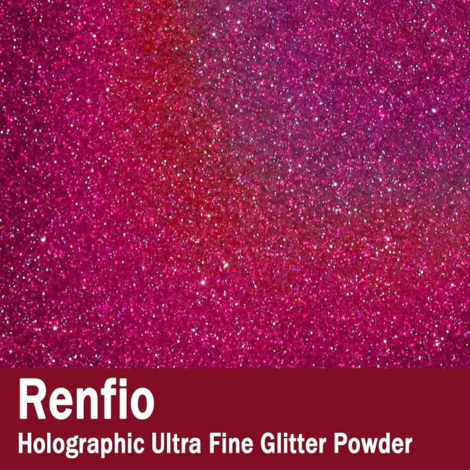 Renfio Holographic Ultra Fine Glitter Powder Metallic Resin Glitter 2.11 Oz - Image 2