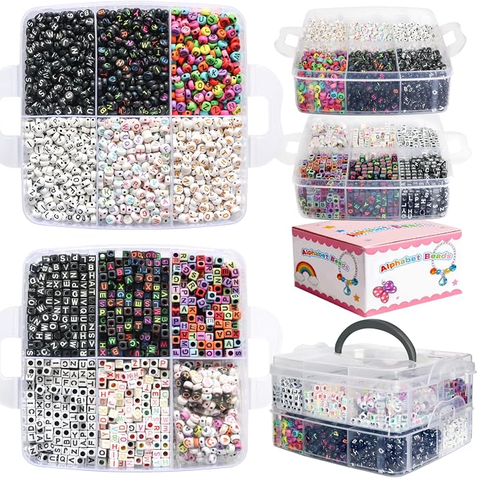 YMSDZHL Alphabet Beads A-Z 6000Pcs Letter Beads, Acrylic 6x6mm Round Letter - Image 7