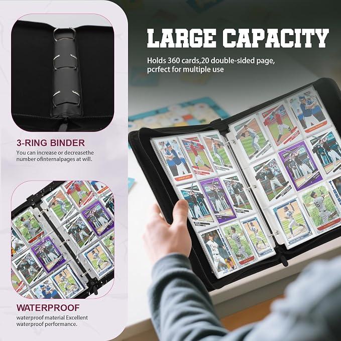 Trading Card Binder with Sleeves 9 Pocket Premium 720 Double Sided Pocket PU - Image 4