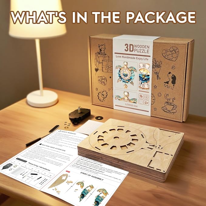 3D Puzzles for Adults Clock-Turtle Design Model Kit-Mechanical DIY Pendulum - Image 2
