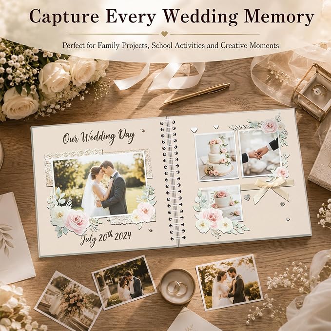 DIY Scrapbook Album 10x10 Inch 40 Pages, Hardcover Kraft Paper | Photo Book - Image 6