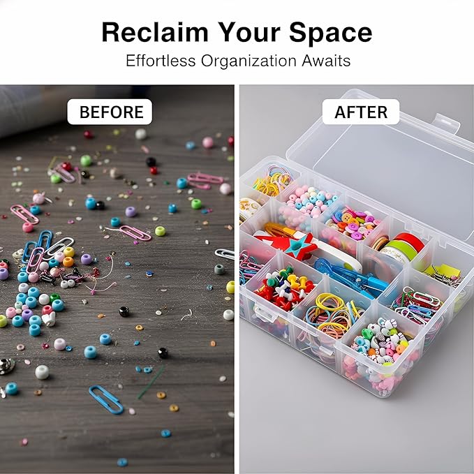 Umirokin 2 Pack 15 Grids Clear Plastic Organizer Box - Image 3