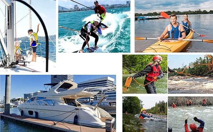 1/2 in x 16 ft Boat Marine Rope for Canyoneering, Floating, Fishing, Rafting, Camping, Hiking, Hunting, Anchor, Arborist Tree, Rafting, Rescue, Knotting Practice Nylon/Polyester Black
