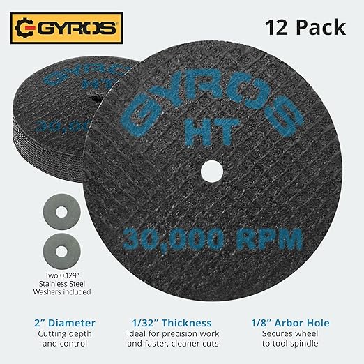 Gyros HT 11-32208/12 Fiberglass Reinforced Cut Off Wheel, 2-Inch Diameter, 12-Pack by Gyros