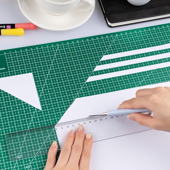 2 Pcs Large Cutting Mat Self Healing, Double Sided, Grid Line And Angles Help - Image 3