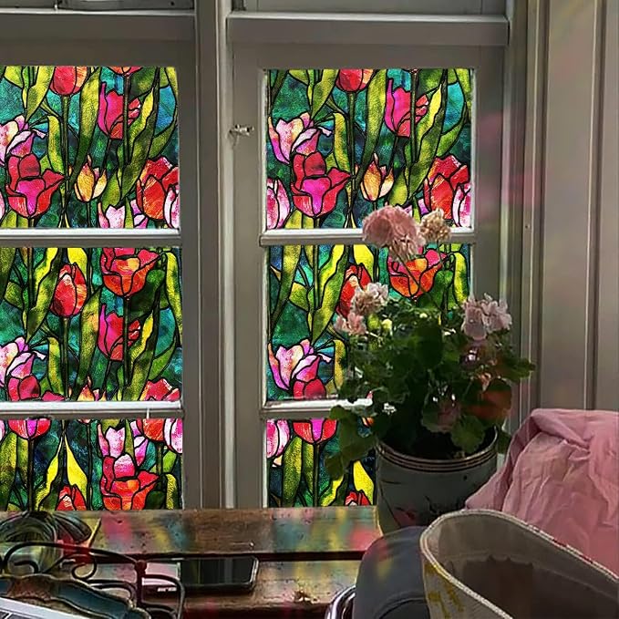 funlife Original Hand-Drawn Faux Stained Glass Window Film, Double-Sided Static - Image 7