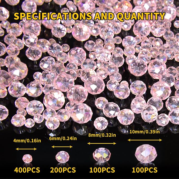 800Pcs 4/6/8/10mm Crystal Glass Beads - Image 2
