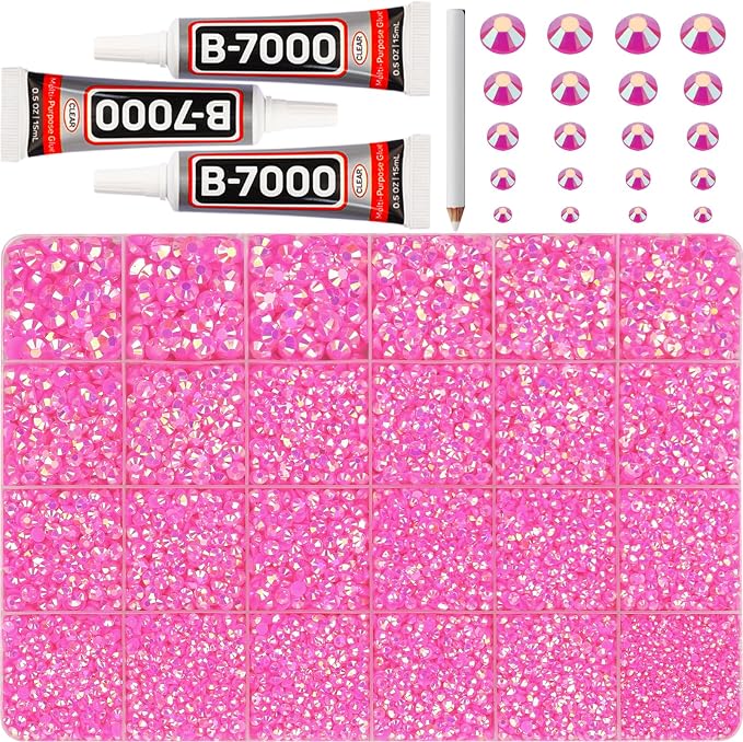 32000Pcs Hot Pink AB Rhinestones by Worthofbest
