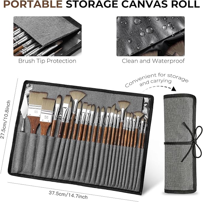 Fuumuui 25pcs Paint Brush Set, Professional 9 Shapes - Image 6