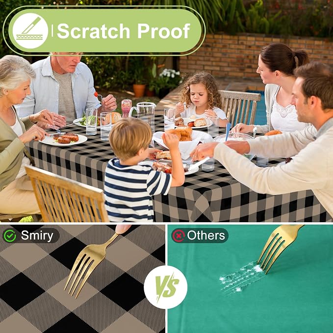 Smiry Rectangle Table Cloth, Waterproof Vinyl Tablecloths - Image 5