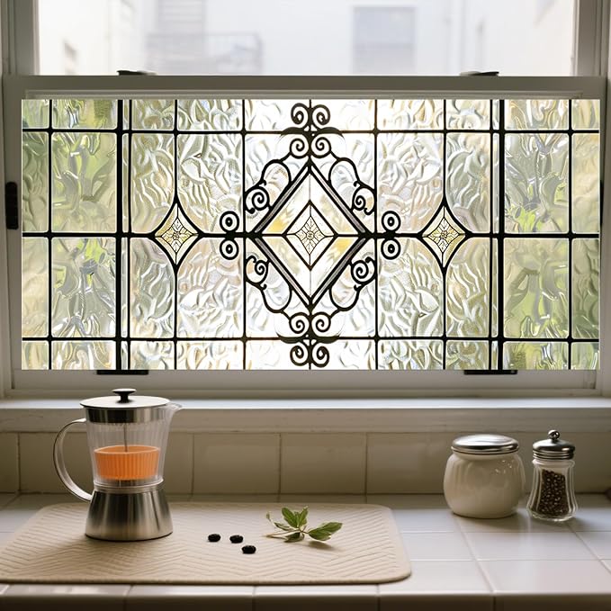 IVN Window Film Geometric Stained Glass Decorative Window Privacy Film | Window - Image 6