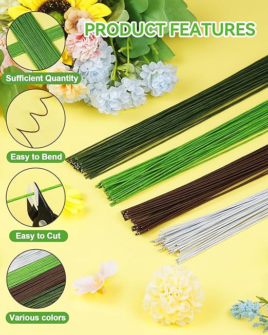 100 PCS 18 Gauge Green Floral Wire Stems - Image 3