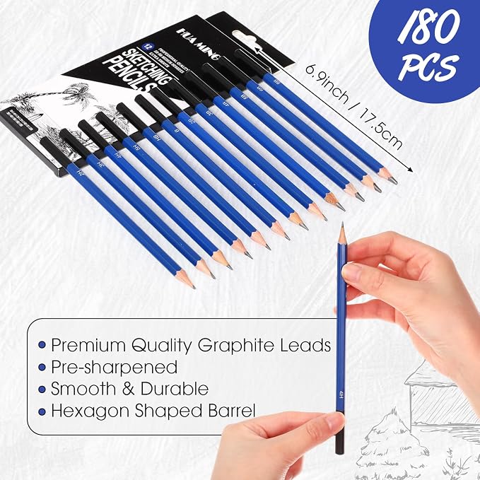 Humyoun 120 Pcs Graphite Sketch Pencil Set, Professional Drawing Sketching - Image 2