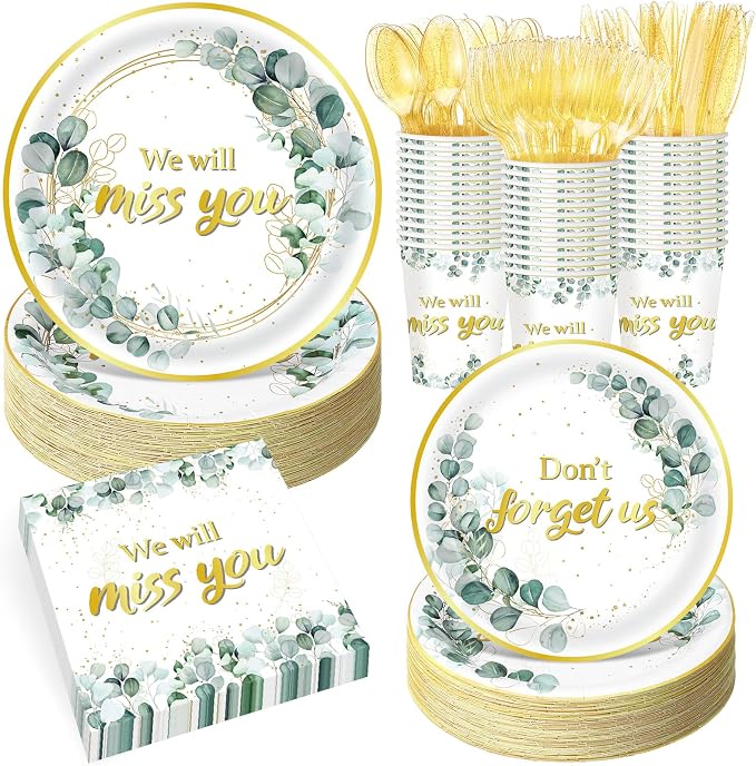 Pickmesh 400 Pcs Sage Green Farewell Party Supplies Include We Will Miss You by Pickmesh