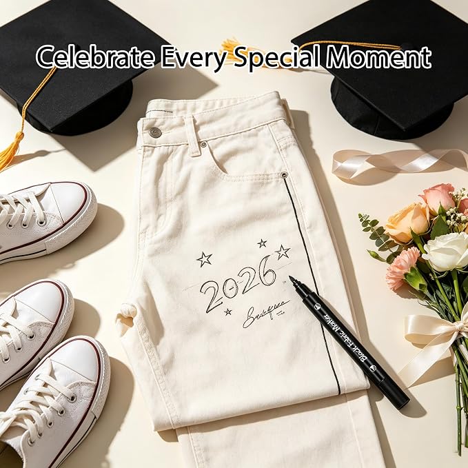 Black Fabric Markers for Clothes 6PCS, Dual-Tip Fabric Permanent Paint Pens - Image 6