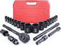 SEKETMAN 22PCS 1/2Drive Shallow Impact Socket Set,1/2-Inch Metric Socket Set,(10-19,21,22,24,27,30,32mm)6 Point,CR-V steel,Includes Extension Bar,Universal Joint and Ratchet Handle
