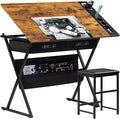 VECELO Drafting Table Art Desk Art Table Adjustable Drawing Table Tilted by VECELO