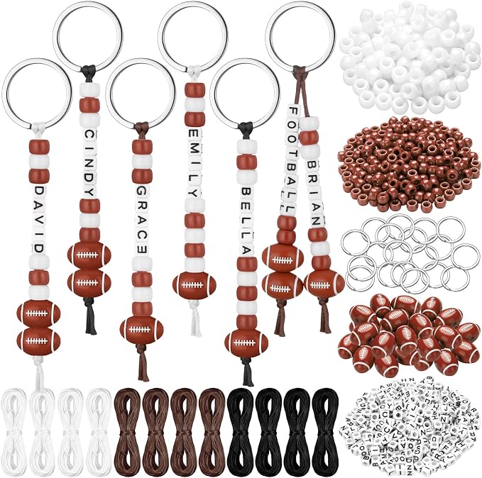 Landical 564 Pcs Football Keychain Making Kit DIY Football Bead Key Chain Craft by Landical