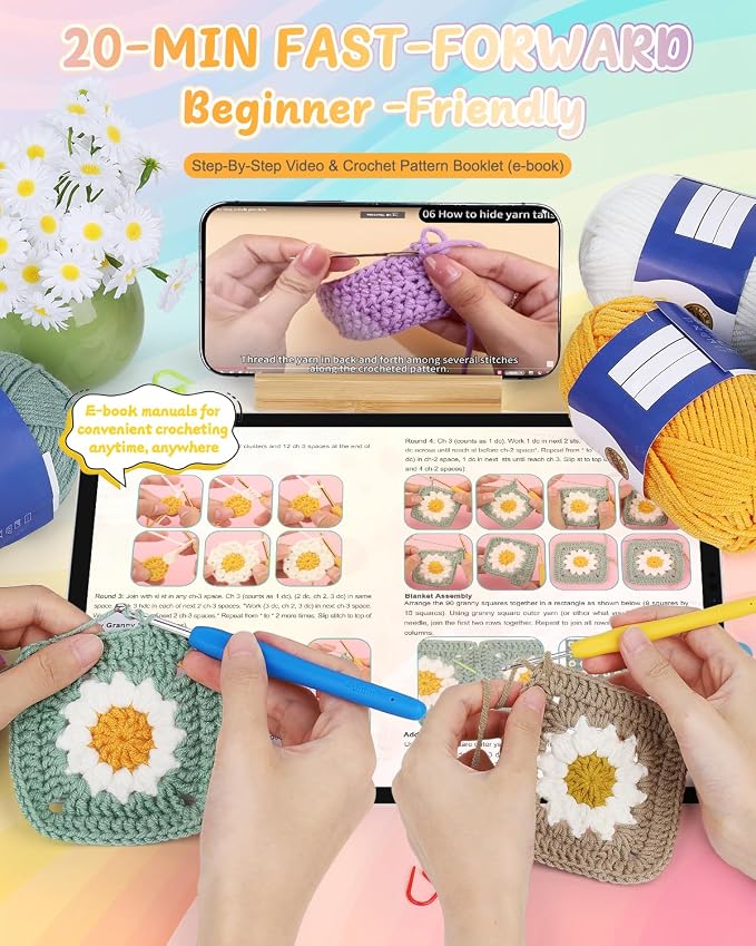 Coopay Crochet Kit for Beginners, Crochet Starter Kit for Blanket, Granny - Image 2
