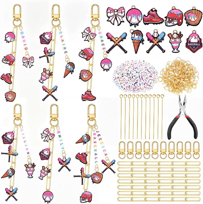 CraftyDream 558 Pcs Ice Cream Drip Baseball Keychain Baseball Party Favors DIY by CraftyDream