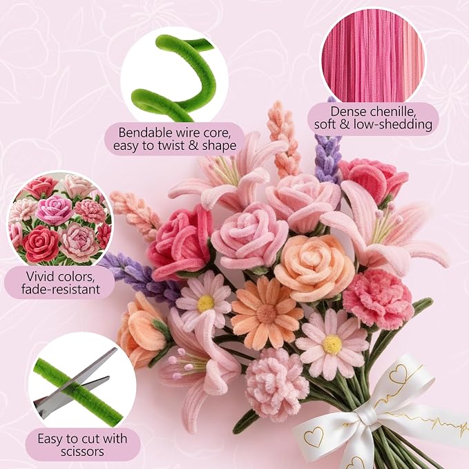 EARLY MINDS 800Pcs Pipe Cleaner Flower Kit - Image 4