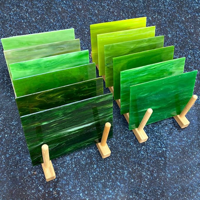 LITMIND 12 Sheets Green Stained Glass Sheets – 4 x 6 Inch Assorted Opaque Art - Image 3