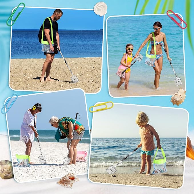 4Pack Shark Tooth Sifter, Retractable Long Handle Sand Dipper Shovel Tool - Image 5