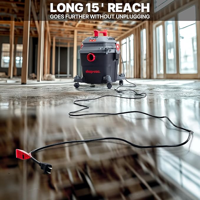 Shop-Vac 6 Gallon 5 Peak HP Wet/Dry Vacuum, Portable Shop Vacuum with Attachments for Jobsite, Garage & Workshop. 5430097