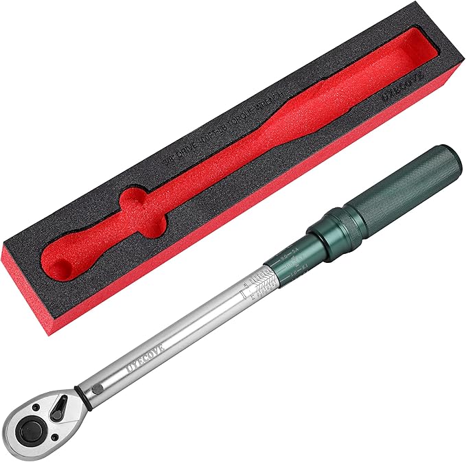 1/2-Inch Drive Click Torque Wrench, Torque Wrench 1/2 Drive 10-160FT.LB/13.6-217N.M with a XIPE Storage Tray, Green