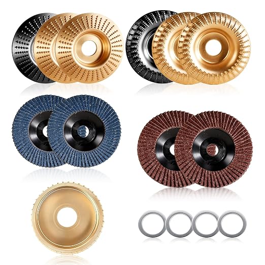 15-Piece Wood Carving Disc Kit for 4"-4.5" Angle Grinders, 5/8" Arbor, Complete by Unknown