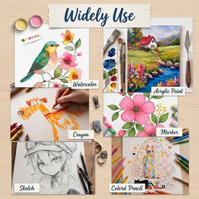 TaoBary 300 Pcs Watercolor Paper Sheet Bulk 6 x 9 Inch White Cold Press Paper - Image 3