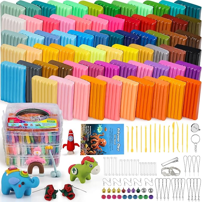 Ixiaoyoo 70 Colors Polymer Clay, Oven Bake DIY Modeling Clay by Ixiaoyoo