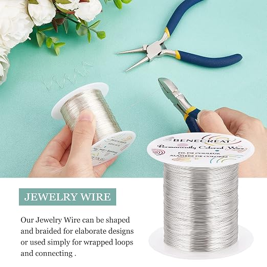 BENECREAT 28 Gauge 164 Yards Tarnish Resistant Silver Wire Jewelry Beading Wire - Image 3