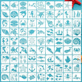 80 Pcs 3 x 3 Inch Stencils for Painting on Wood, Reusable Sea Ocean Creatures by DZXCYZ