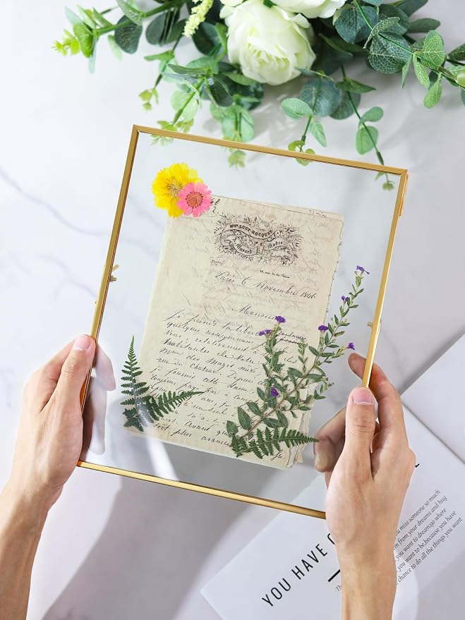 REDHUGO Glass Pressed Flower Frame Handmade, Floating Picture Frames - Image 2