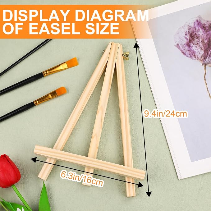 ESRICH 24 Pack 9 Inch Wood Easels, Easel Stand - Image 2