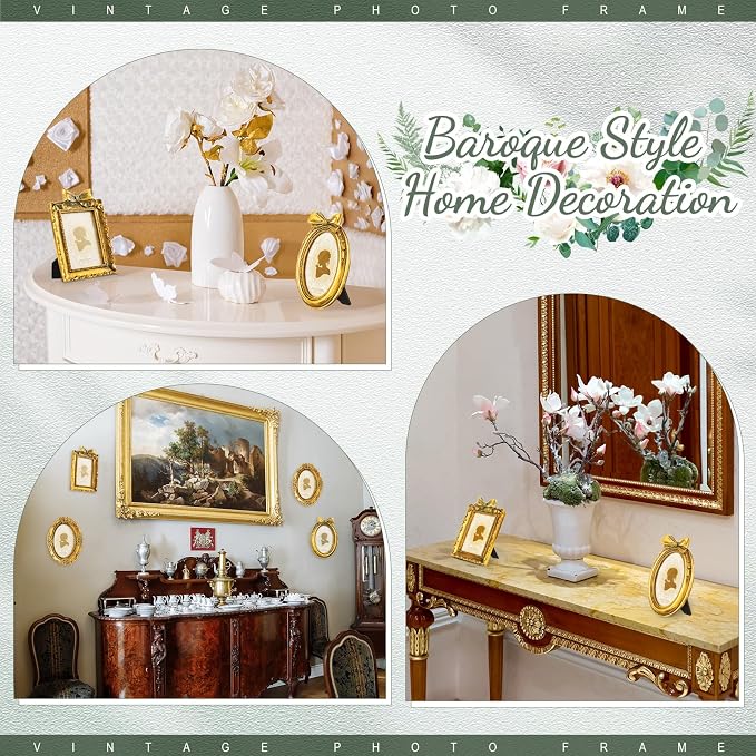Vicenpal 3 Pcs Tiny Picture Ornate Frames 2.5 x 3.5 Inch Small Vintage Oval - Image 4
