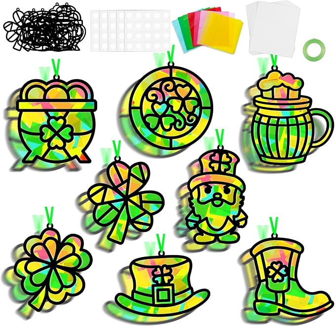 32 Sets St. Patrick's Day Suncatchers Craft Kit by Lonfliness