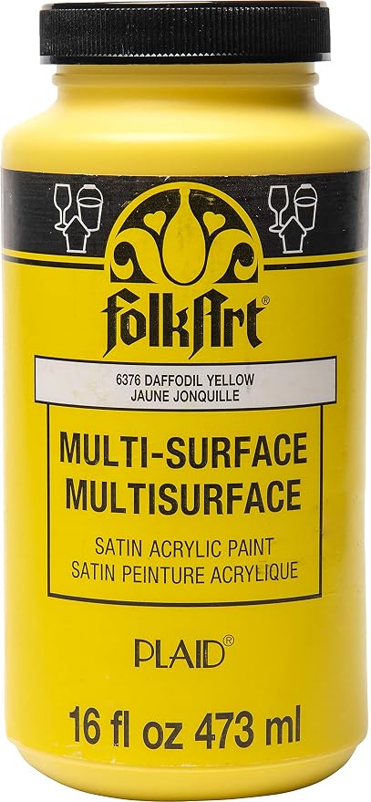 FolkArt Multi-Surface Satin Acrylic Paint in Assorted Colors, 16 oz, Daffodil by FolkArt