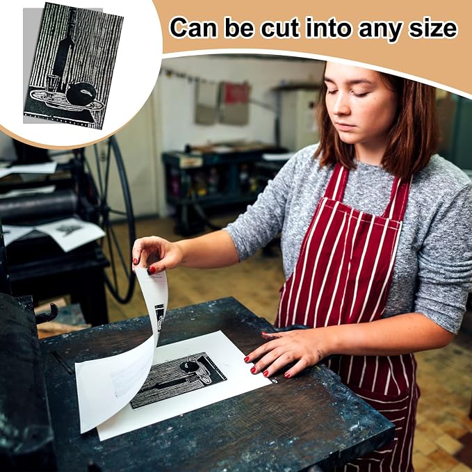 Yeaqee 8 Pcs 9 x 12 Inch Linoleum Block Rubber Carving Block Soft Linocut - Image 5