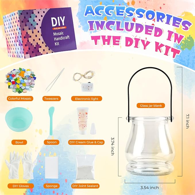 Joyclub DIY Mosaic Candle Holder Kit Mosaic Kits - Image 3