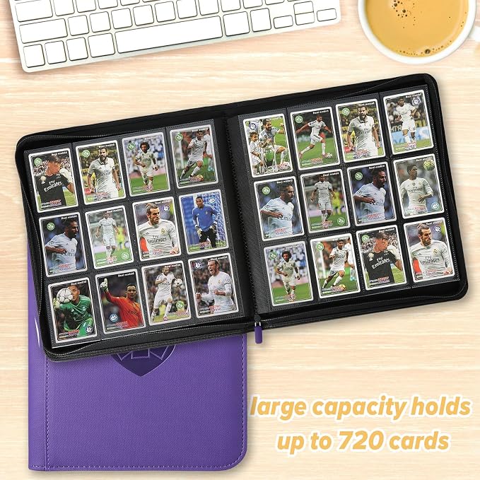 12 Pocket Ringless Side Loading Trading Card Binder, 720 Cards PU Fixed Page - Image 6
