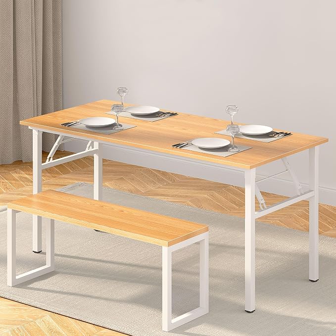 Need Large Folding Computer Desk, 60 Inch Writing Table, Teak & White | - Image 7