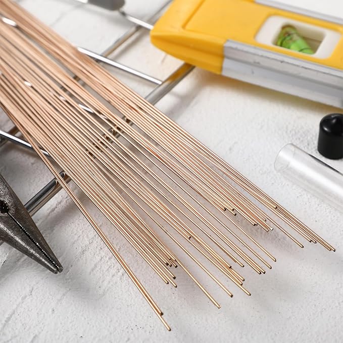 Tandefio 40 Sticks Brazing Rods AWS BCup-5 15% Silver Solder Phos Copper Brazing Alloys Round Welding Rods Industry 0.04"x9.84" for Air Conditioning Refrigerator Cold Storage HVAC Units