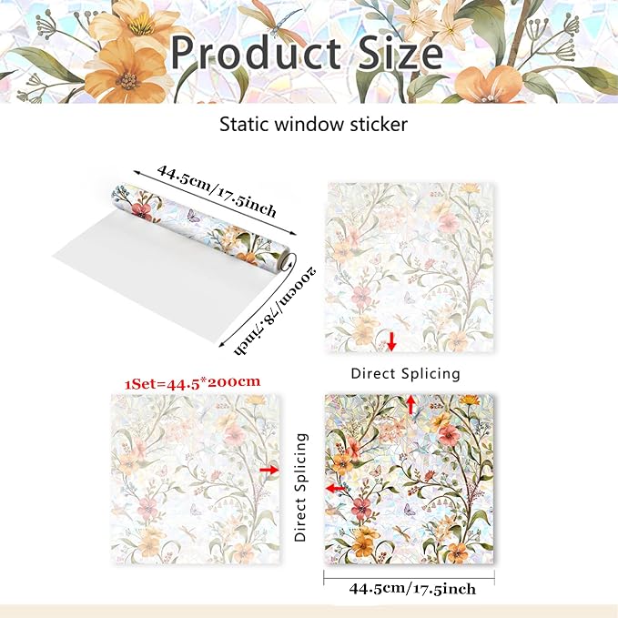 Stained Glass Window Film, Window Privacy Films, Rainbow Glass Decals Stickers - Image 3
