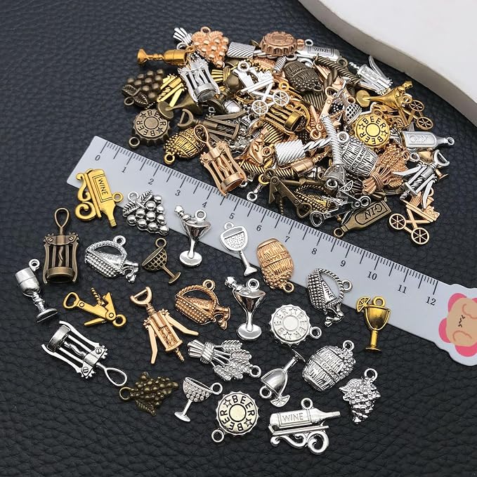 WOCRAFT 100pcs Wine Charms for Jewelry Making Assorted Jewelry Bangle Bracelet - Image 3