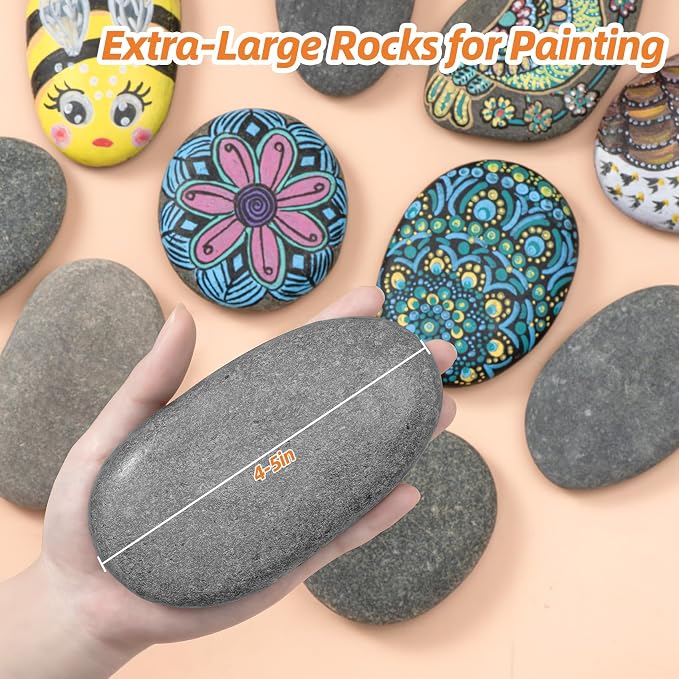 Simetufy 20 Pcs 3.3-4.5'' Large River Rocks - Image 3