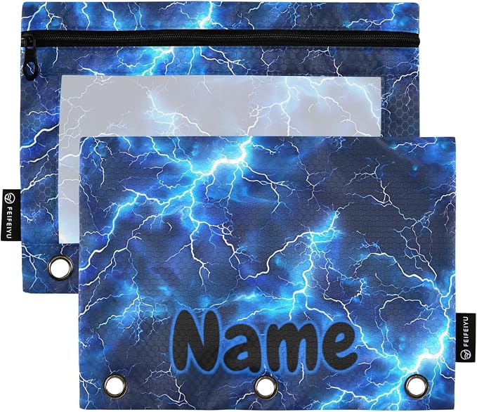 Custom Blue Electric Lightning Pencil Pouch by BOENLE-WELCOMEYOURCOMING